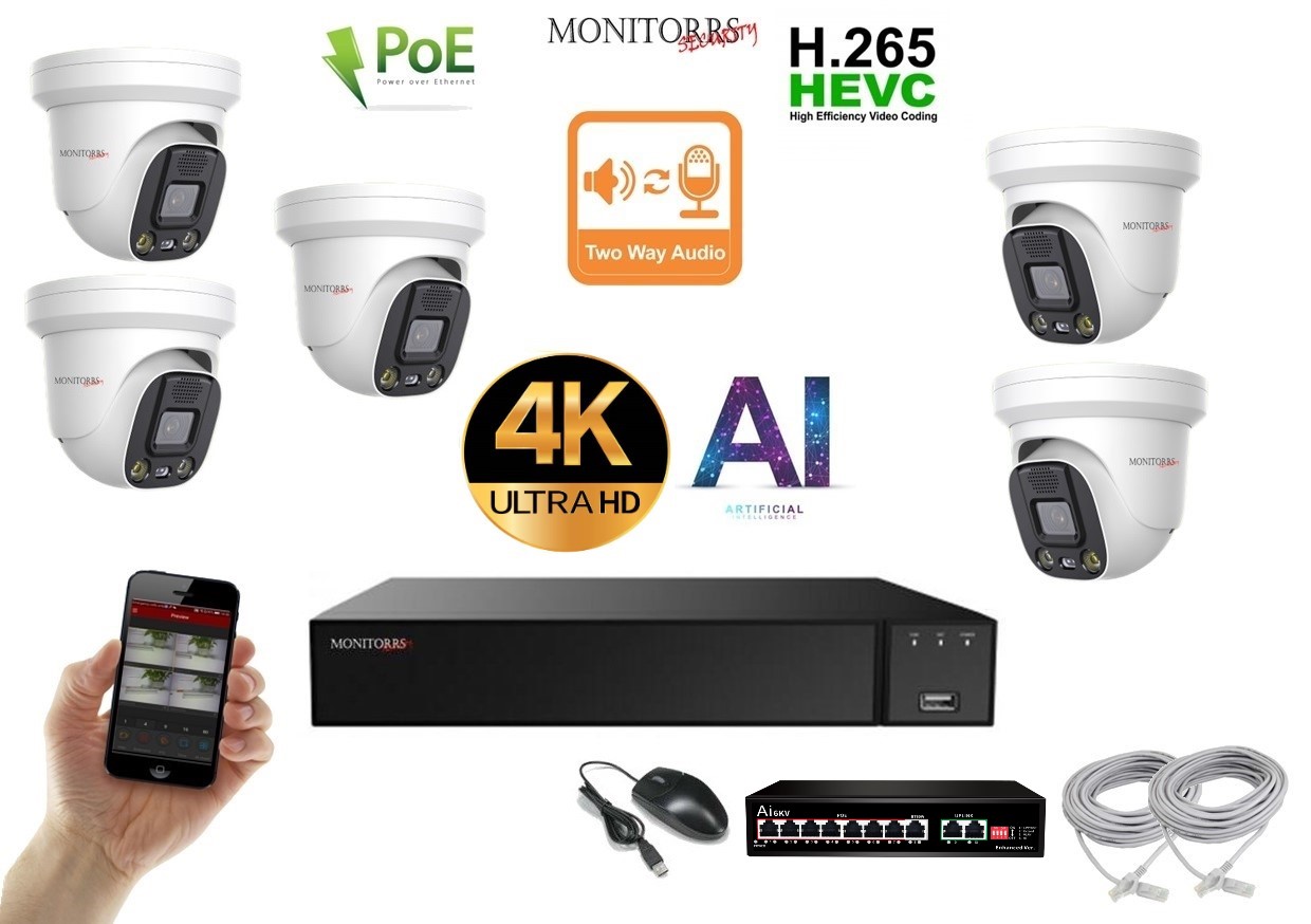 MS AI Aktiv IP 8 kamerový set se switchem 8 Mpix WDome (6077K5B)